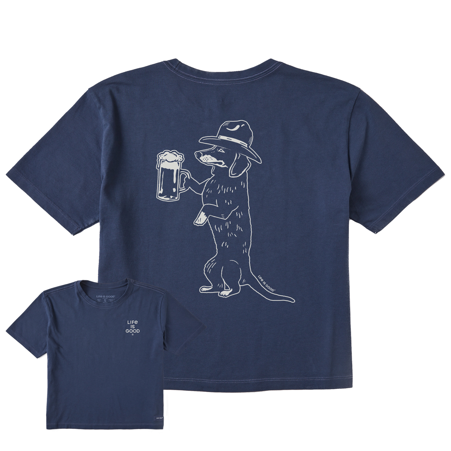 Women's Bert's Dachshund w Beer Short Sleeve Crusher Boxy Tee