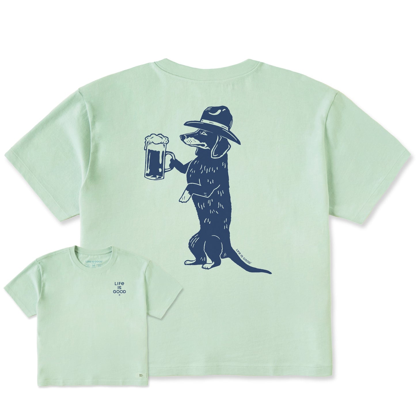 Women's Bert's Dachshund w Beer Short Sleeve Crusher Boxy Tee