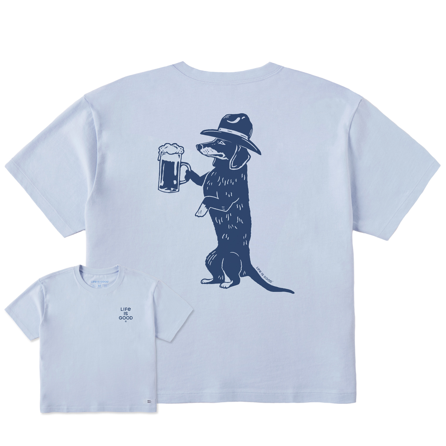 Women's Bert's Dachshund w Beer Short Sleeve Crusher Boxy Tee