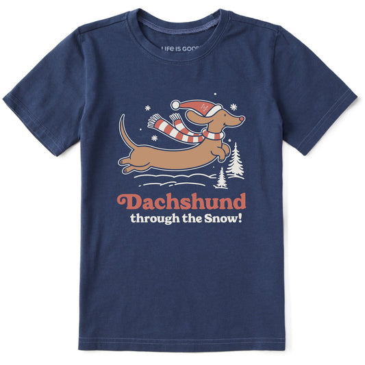 Kids Dachshund Through the Snow Short Sleeve Crusher Tee