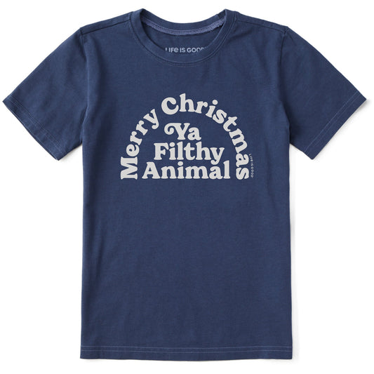 Kids Merry Christmas Ya Filthy Animal Short Sleeve Crusher Tee