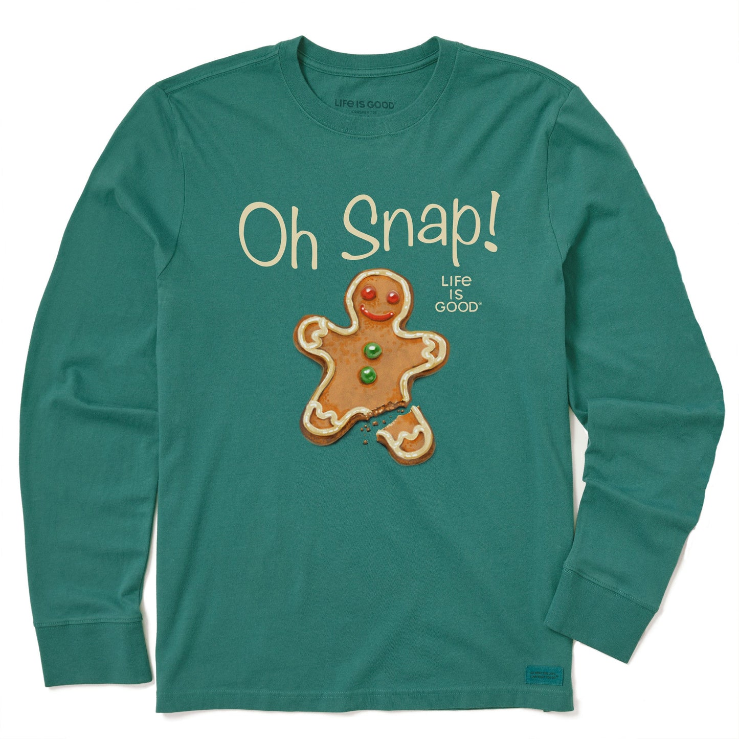Kids Oh Snap Gingerbread Man Long Sleeve Crusher Tee