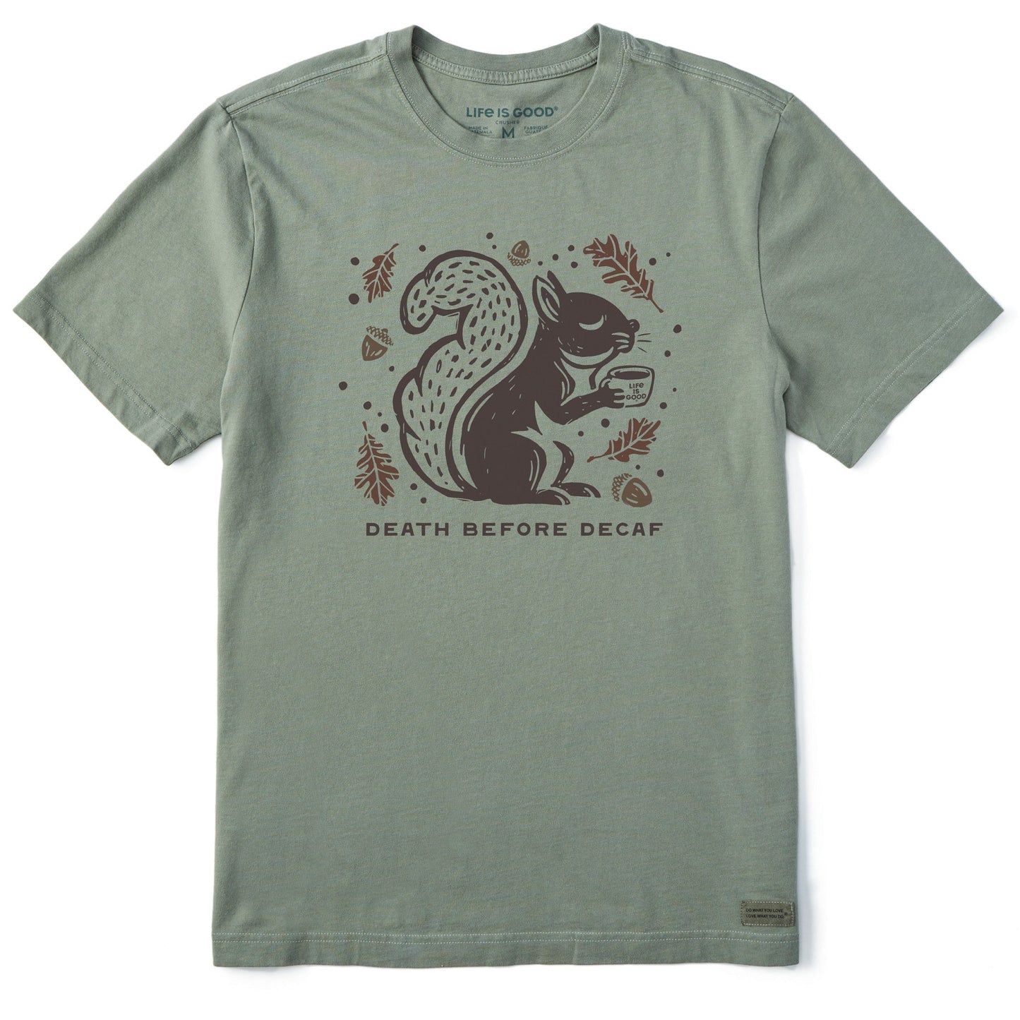 Men's Death Before Decaf Squirrel Short Sleeve Crusher Tee