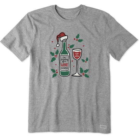 Men's Dreaming of a Wine Christmas Short Sleeve Crusher Tee