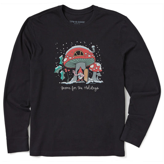 Men's Gnome for the Holidays Mushroom Long Sleeve Crusher Tee