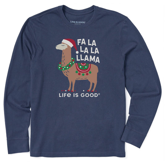 Men's Fa la la la Llama Long Sleeve Crusher Tee