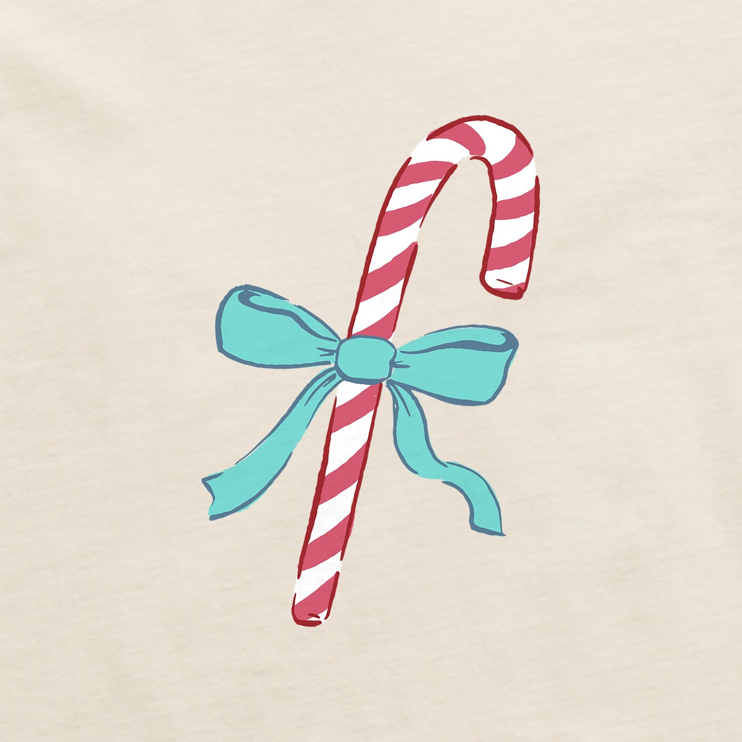Women's Candy Cane Bow Short Sleeve Crusher Boxy Tee