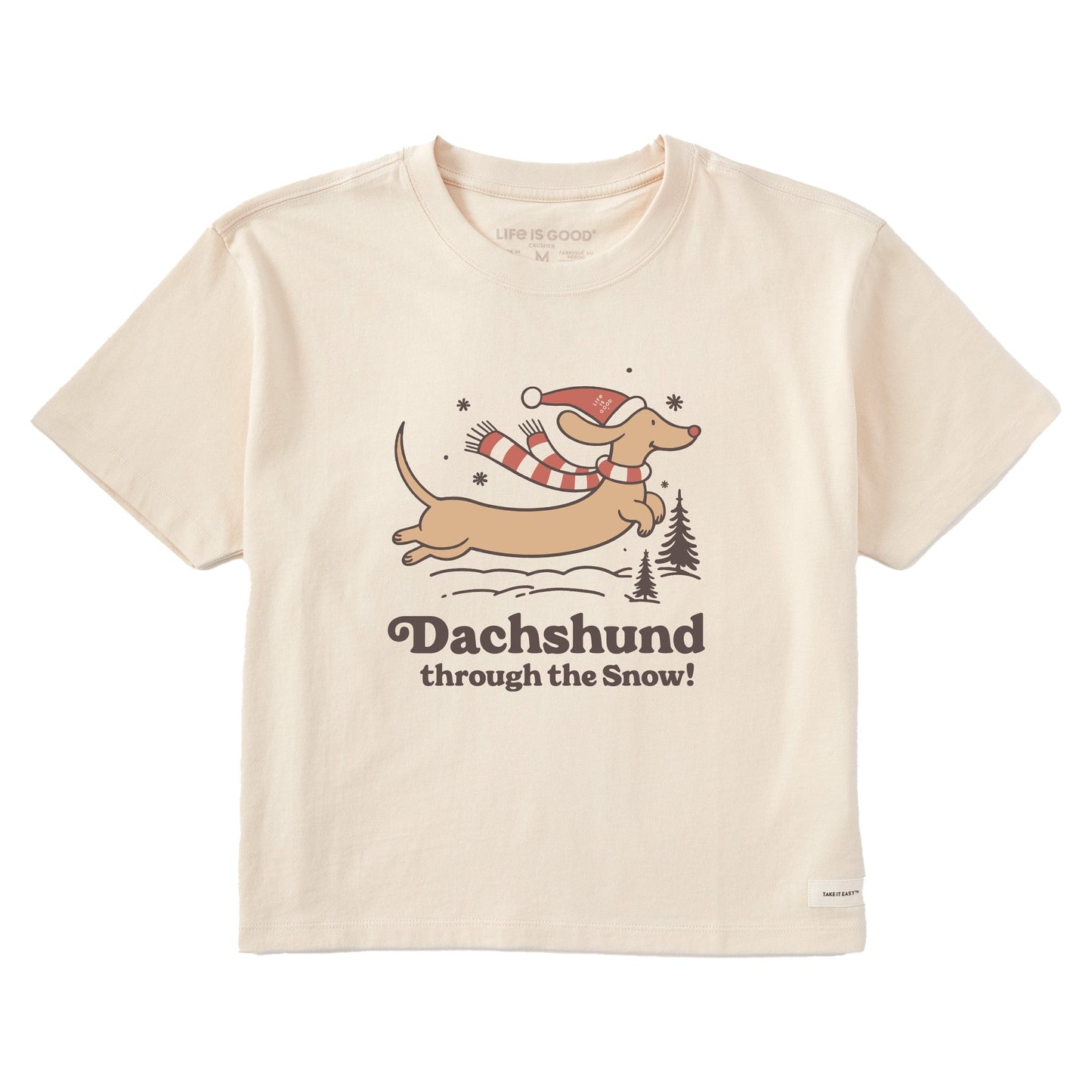 Women's Dachshund Through the Snow Short Sleeve Crusher Boxy Tee