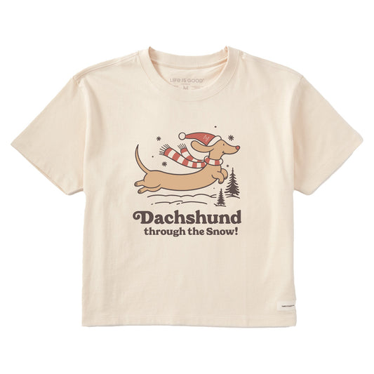 Women's Dachshund Through the Snow Short Sleeve Crusher Boxy Tee