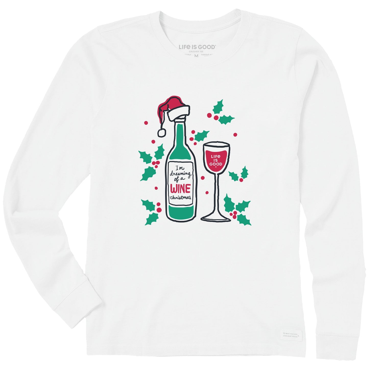 Women's Dreaming of a Wine Christmas Long Sleeve Crusher Tee