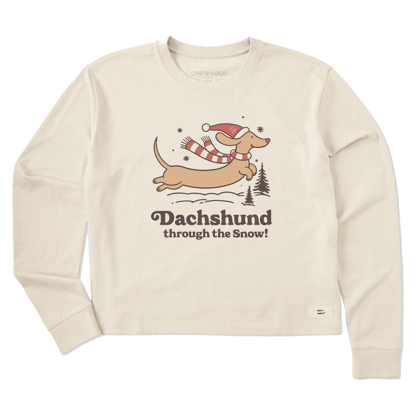 Women's Dachshund Through the Snow Long Sleeve Crusher Boxy Tee