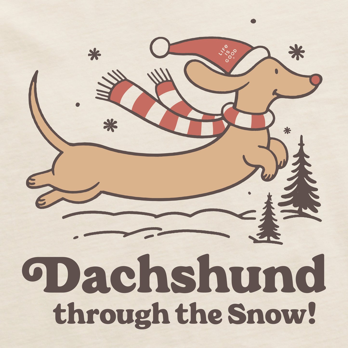Women's Dachshund Through the Snow Long Sleeve Crusher Boxy Tee