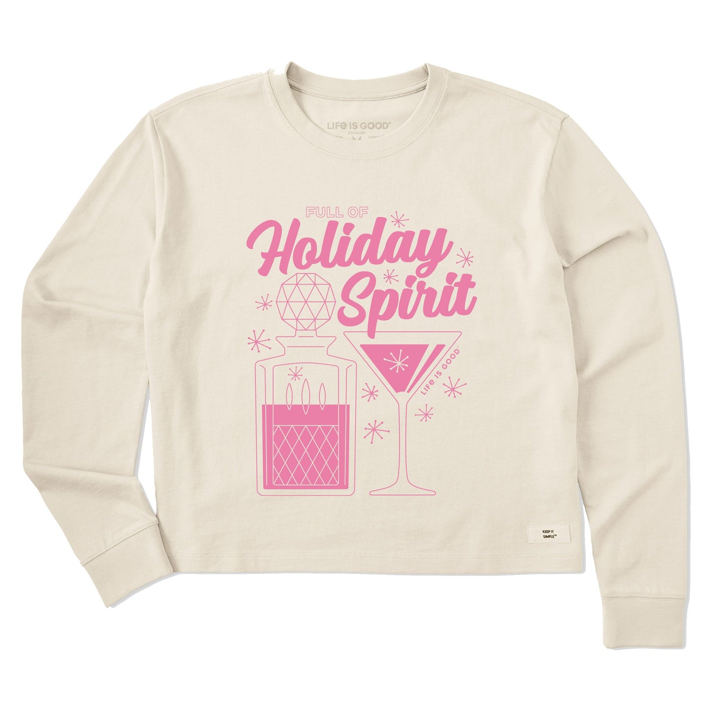 Women's Full of Holiday Spirit Long Sleeve Crusher Boxy Tee