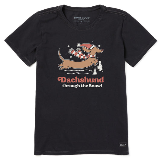 Women's Dachshund Through the Snow Short Sleeve Crusher Tee