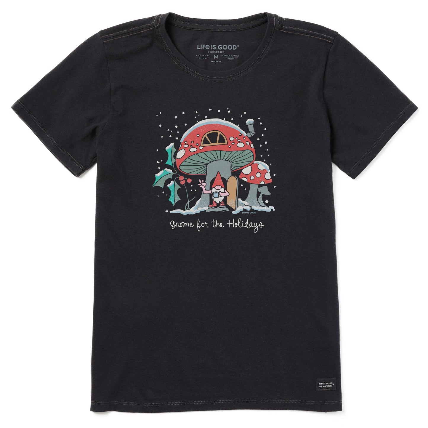 Women's Gnome for the Holidays Mushroom Short Sleeve Crusher Tee