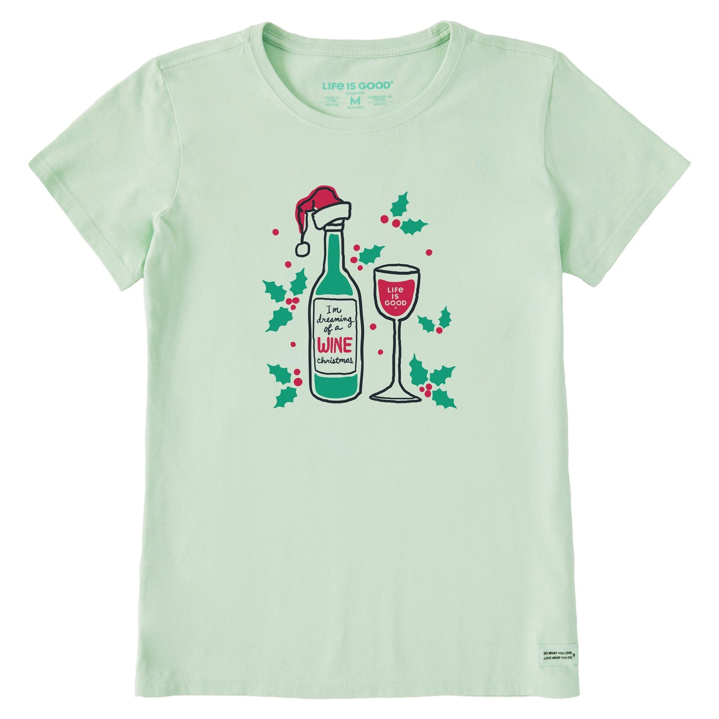 Women's Dreaming of a Wine Christmas Short Sleeve Crusher Tee