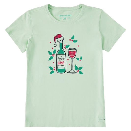 Women's Dreaming of a Wine Christmas Short Sleeve Crusher Tee