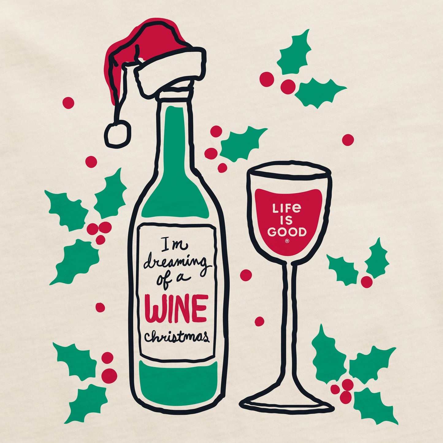 Women's Dreaming of a Wine Christmas Long Sleeve Crusher Boxy Tee