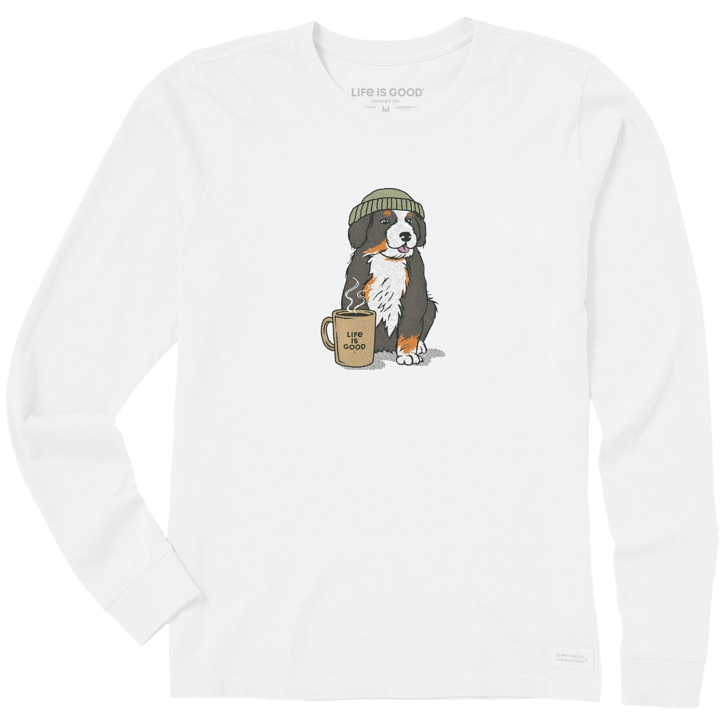 Women's Bernese Puppy with Mug Long Sleeve Crusher Tee