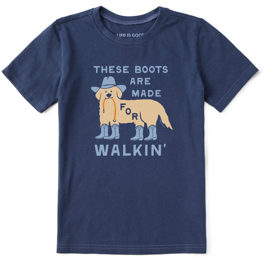 Kids These Boots are Made for Walkin Dog Short Sleeve Crusher Tee