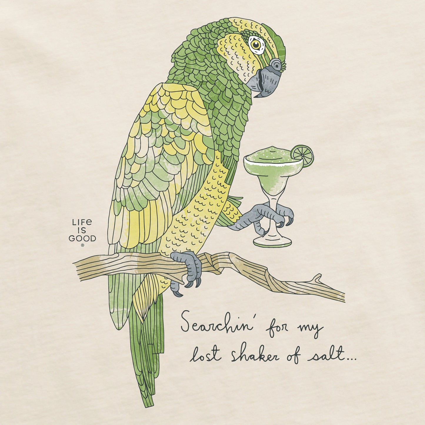 Men's Margarita Parrot Short Sleeve Crusher Tee
