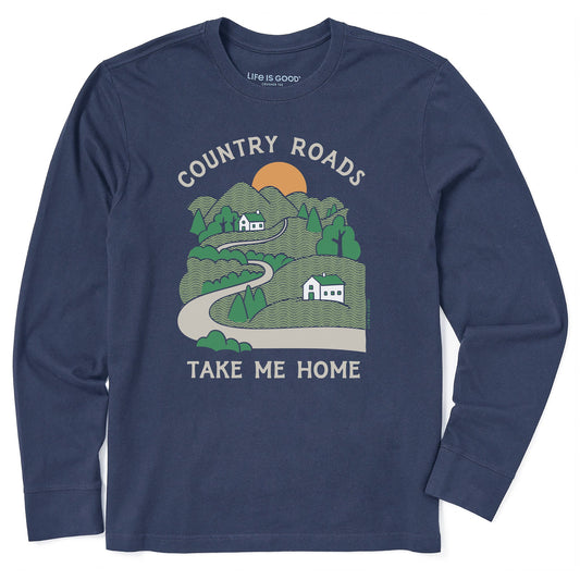 Men's Country Roads Take Me Home Long Sleeve Crusher Tee