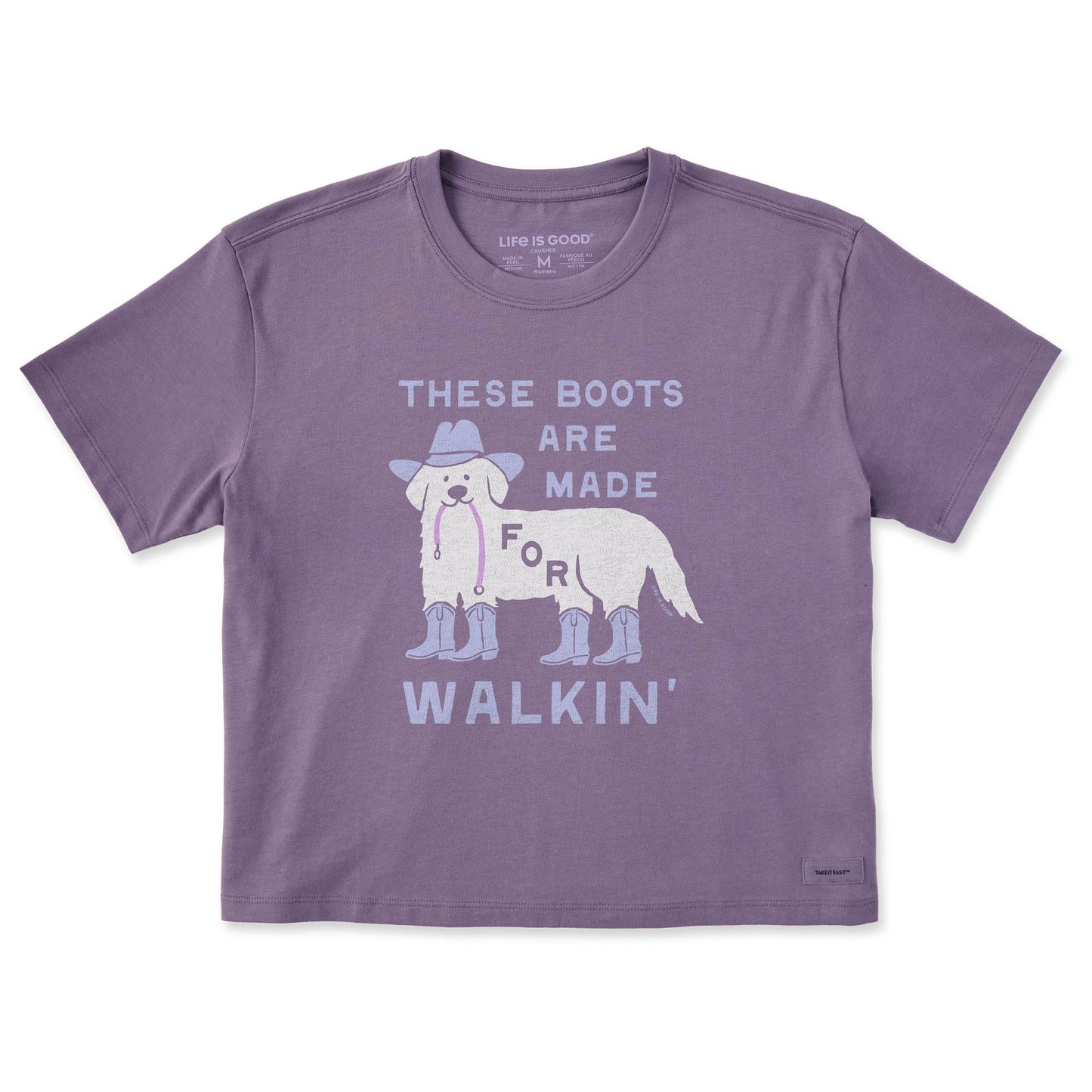 Women's These Boots are Made for Walkin Dog Short Sleeve Crusher Boxy Tee