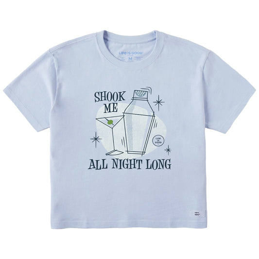 Women's Shook Me All Night Long Cocktail Short Sleeve Crusher Boxy Tee