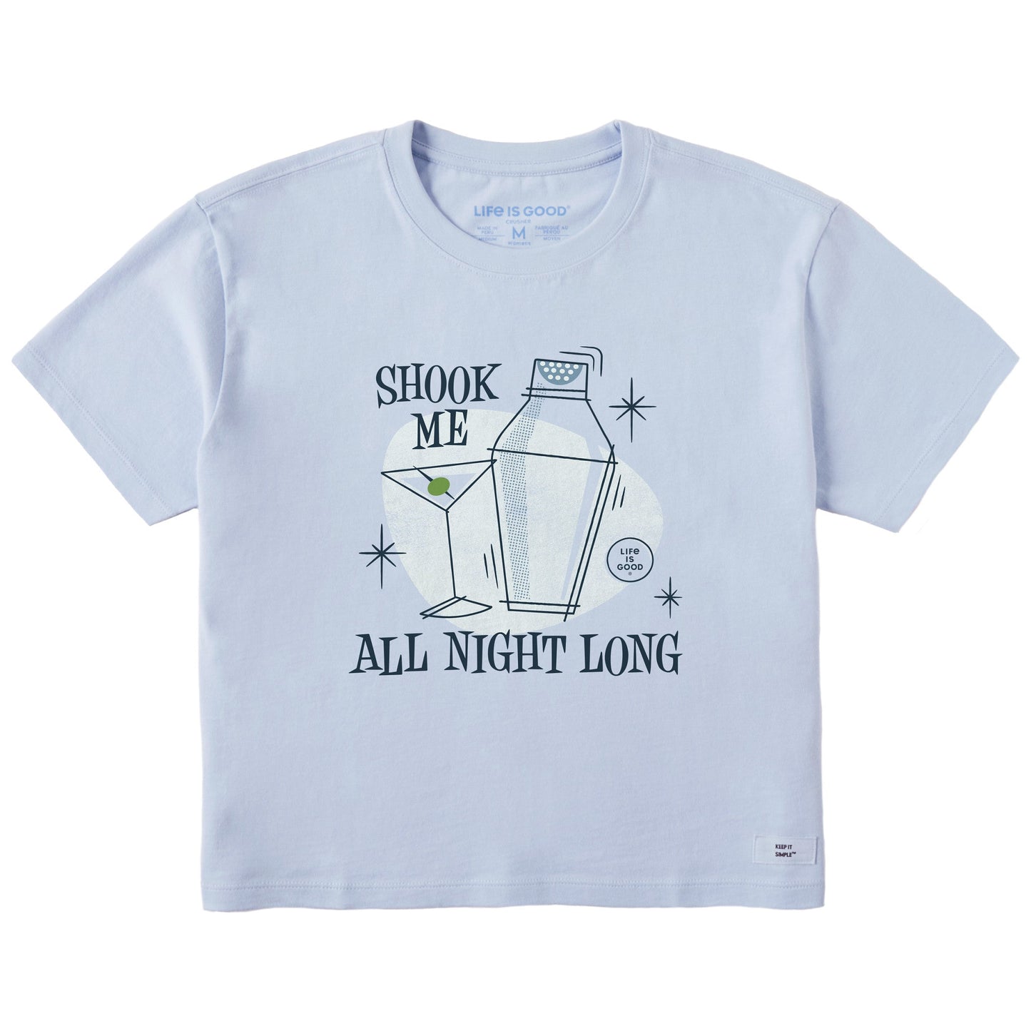 Women's Shook Me All Night Long Cocktail Short Sleeve Crusher Boxy Tee