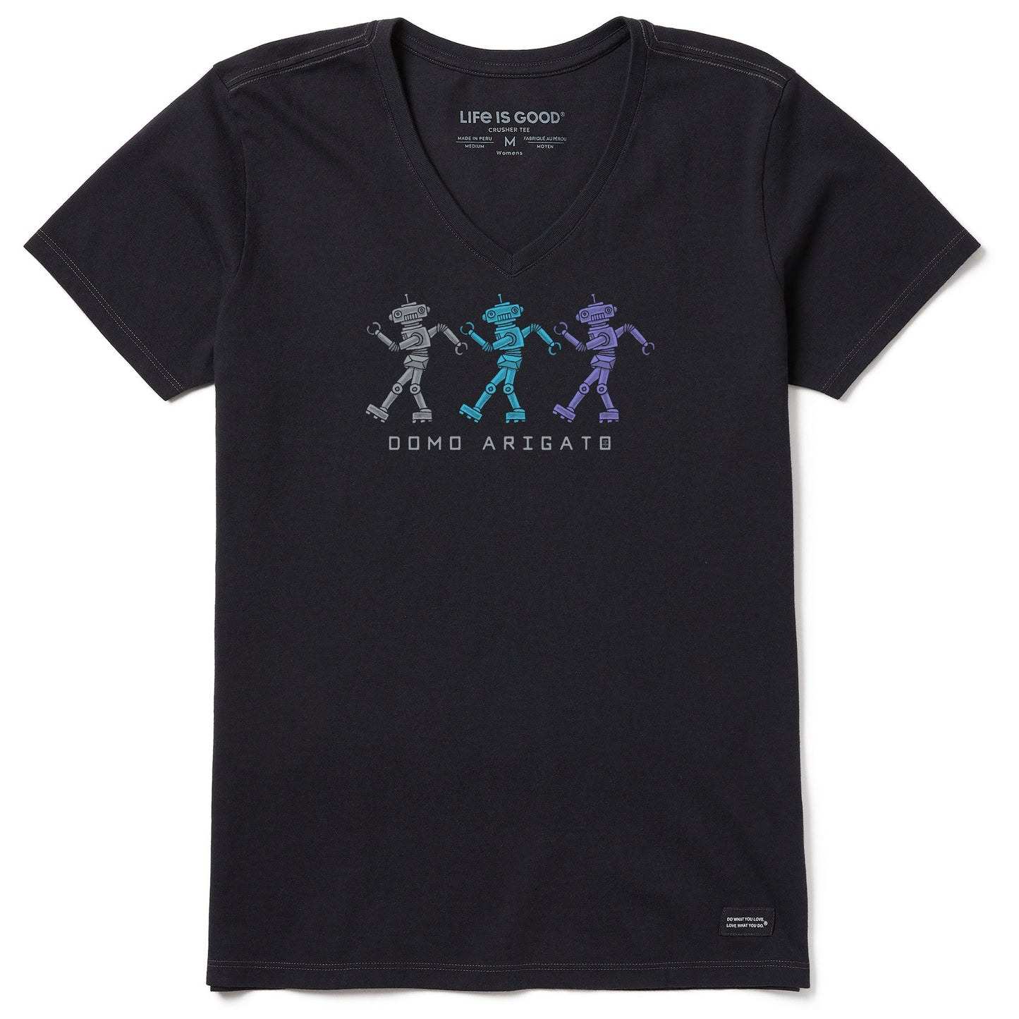 Women's Domo Arigato Robots Short Sleeve Crusher Vee