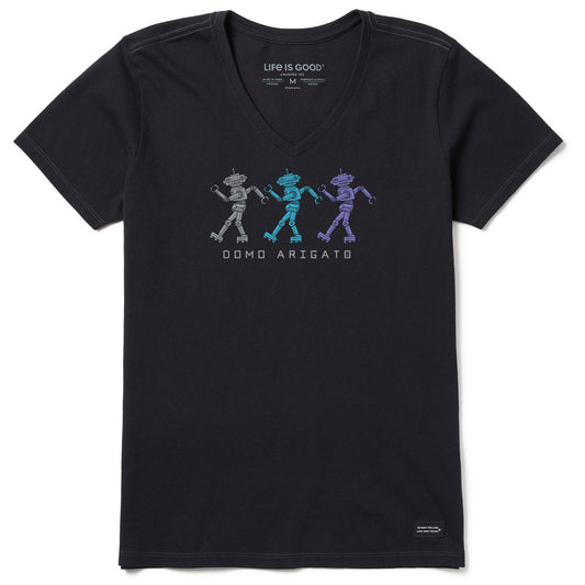 Women's Domo Arigato Robots Short Sleeve Crusher Vee