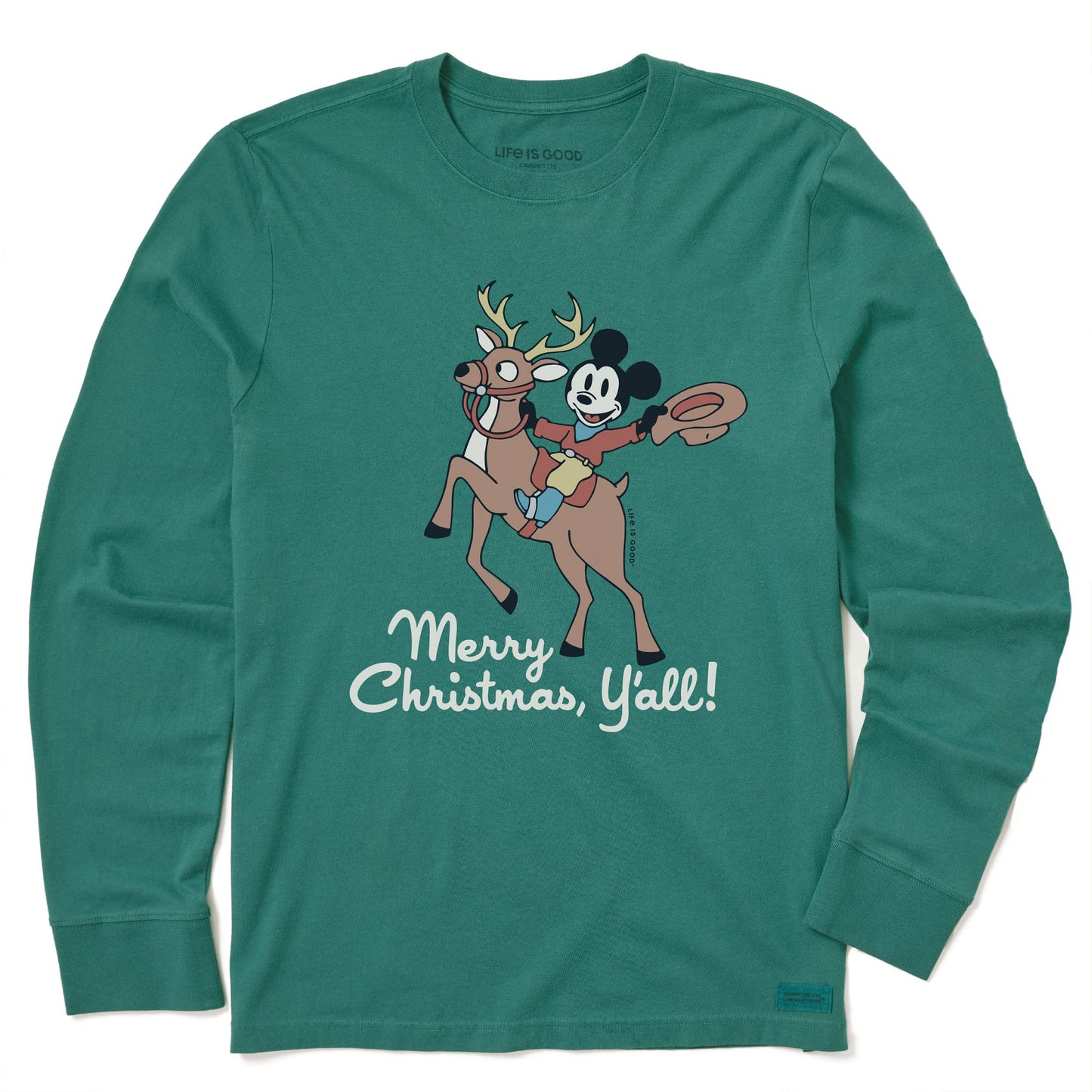 Kids Merry Christmas Y'all Mickey Long Sleeve Crusher Tee