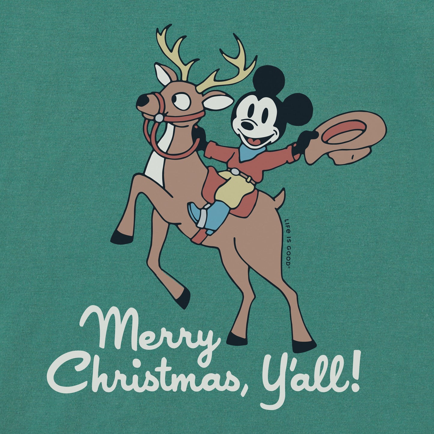 Kids Merry Christmas Y'all Mickey Long Sleeve Crusher Tee