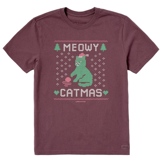 Men's Meowy Catmas Sweater Short Sleeve Crusher Tee