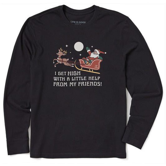 Men's Santa Get High with Friends Long Sleeve Crusher Tee
