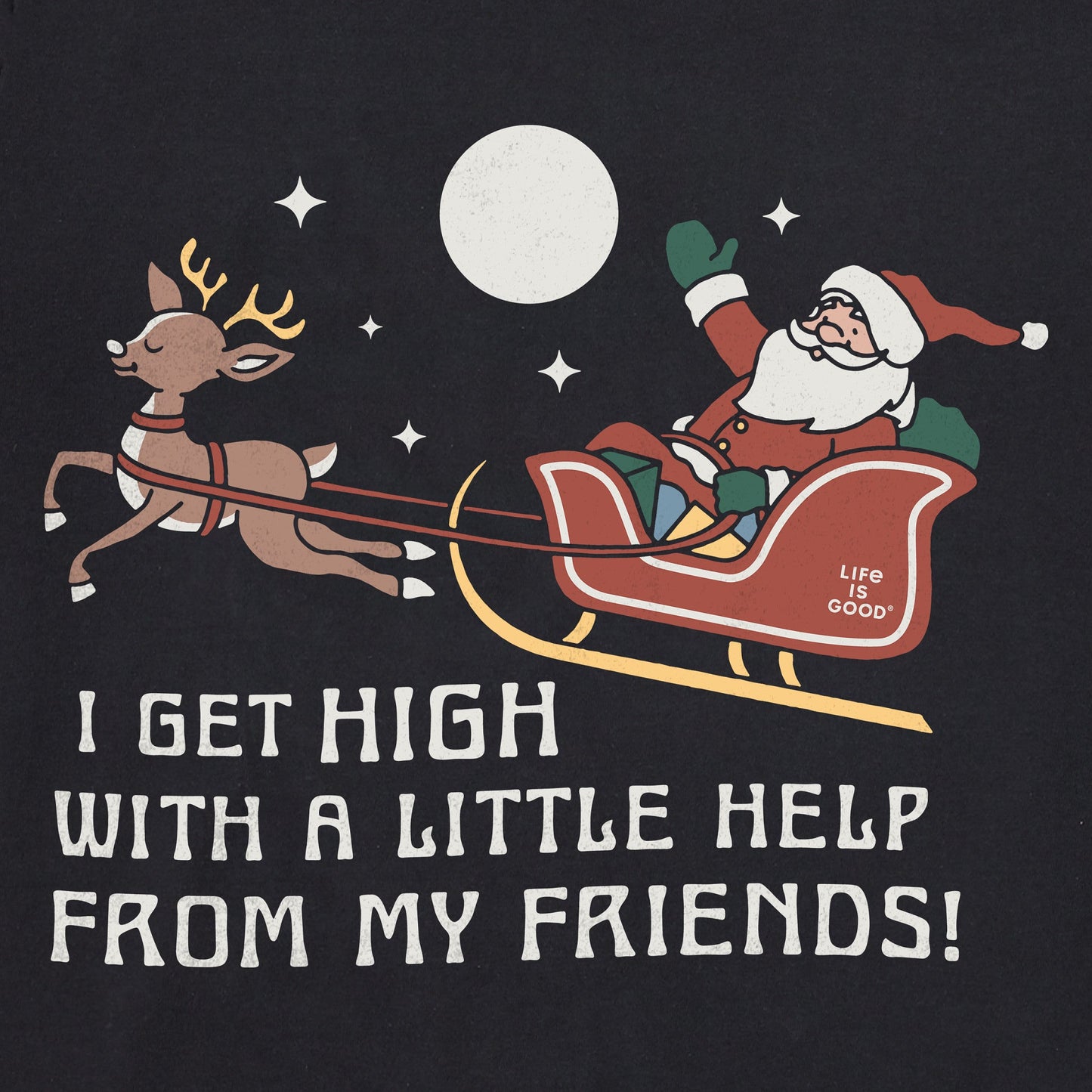 Men's Santa Get High with Friends Long Sleeve Crusher Tee