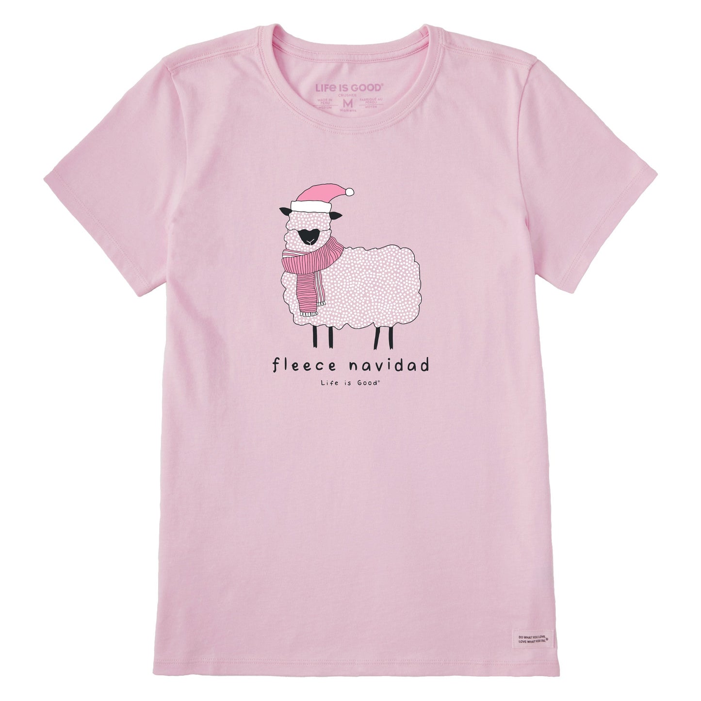 Women's Fleece Navidad Sheep Short Sleeve Crusher Tee