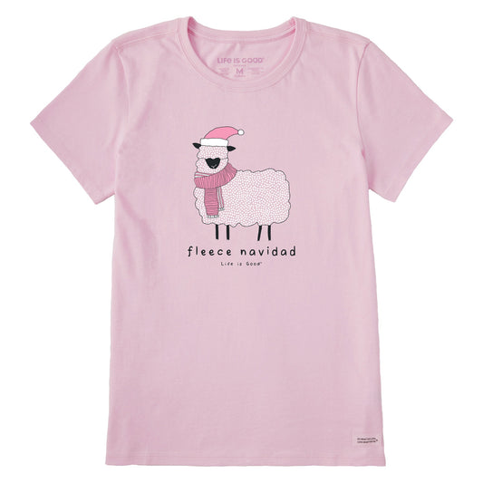 Women's Fleece Navidad Sheep Short Sleeve Crusher Tee