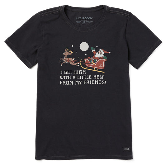 Women's Santa Get High with Friends Short Sleeve Crusher Tee