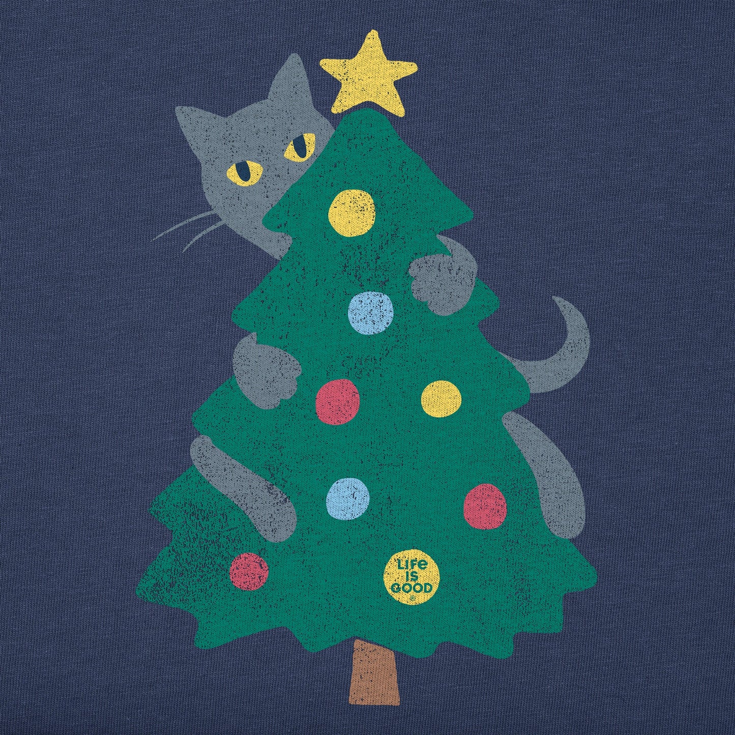 Women's Cat Christmas Tree Long Sleeve Crusher Vee