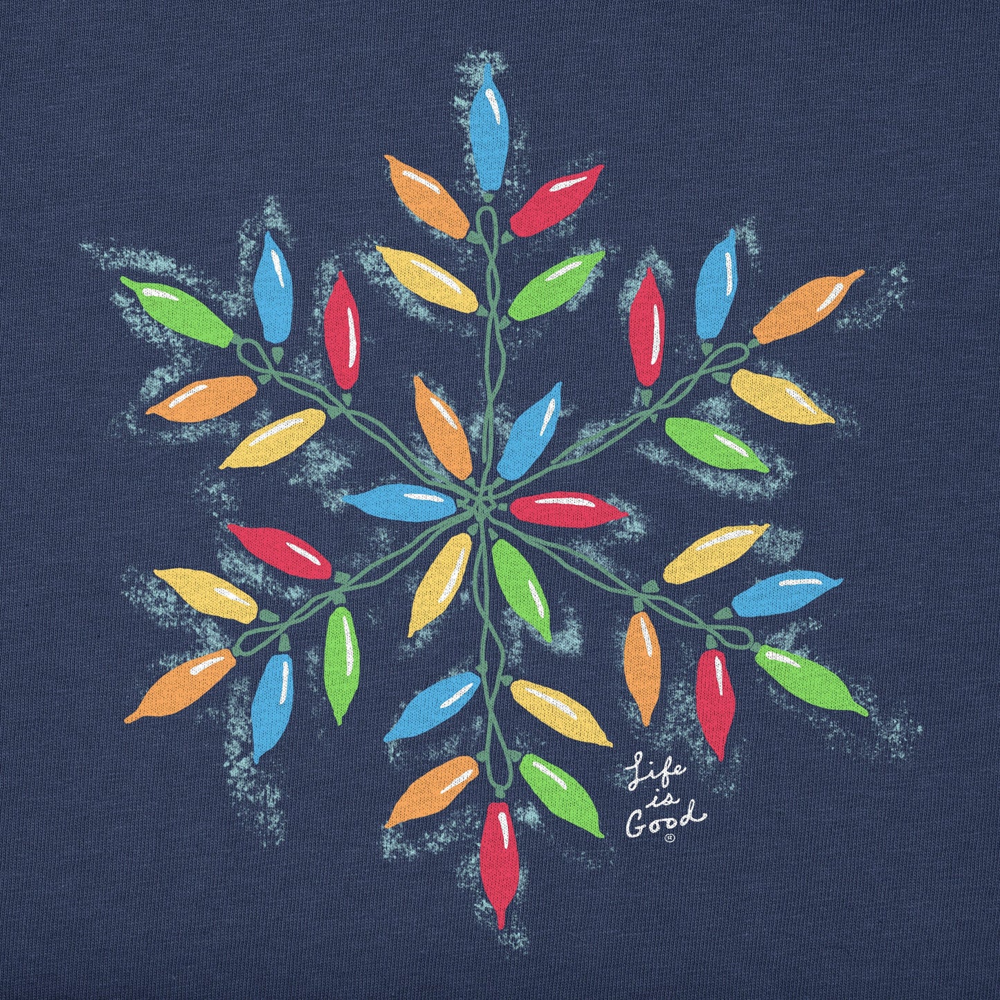 Women's Snowflake Holiday Lights Long Sleeve Crusher Vee