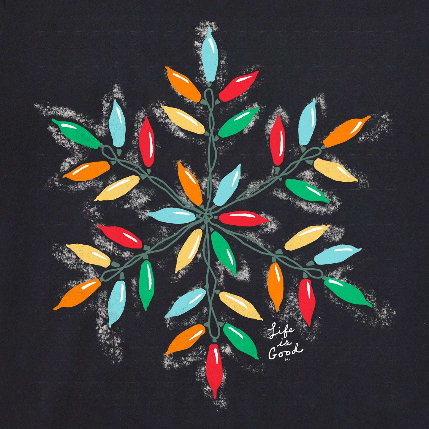 Women's Snowflake Holiday Lights Long Sleeve Crusher Tee