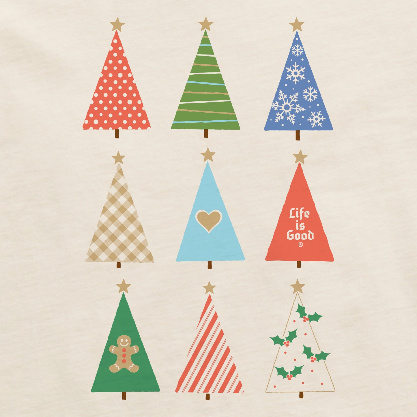 Women's Retro Christmas Trees Long Sleeve Crusher Boxy Tee