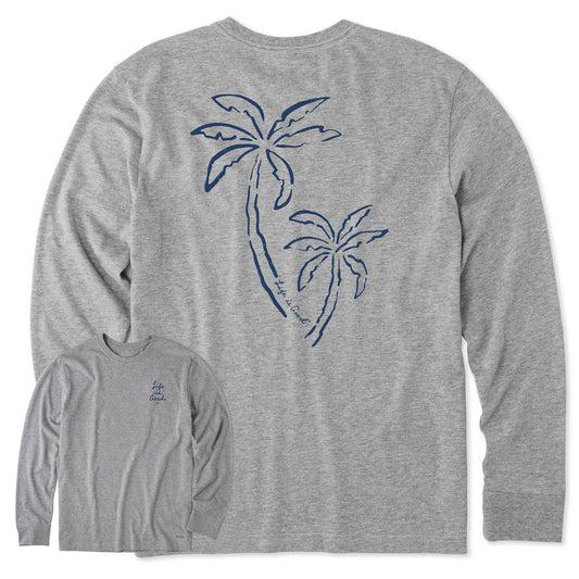 Men's Two Simple Palms Long Sleeve Crusher Tee