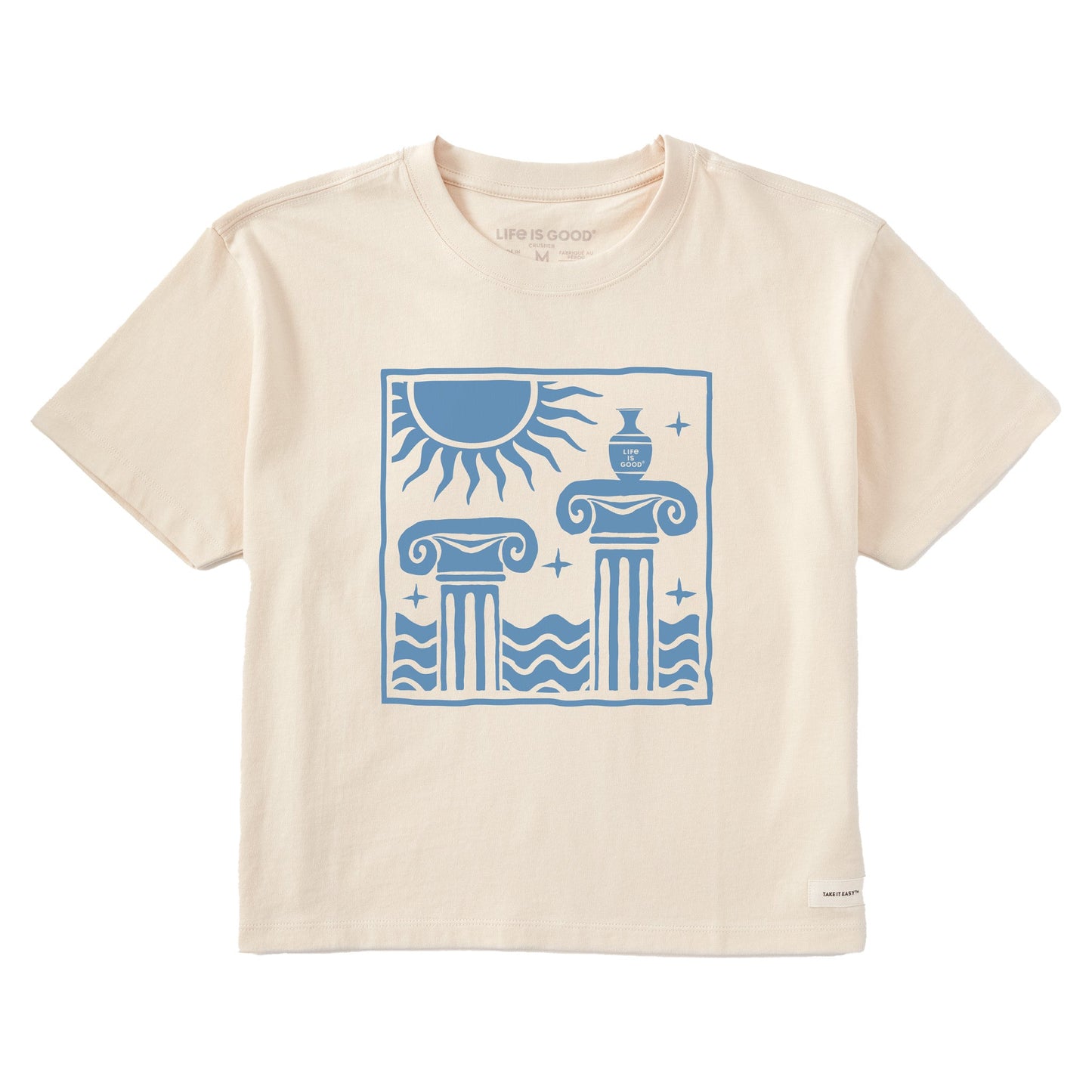 Women's Grecian Columns Short Sleeve Crusher Boxy Tee