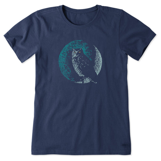 Women's Crescent Owl Short Sleeve Crusher Tee