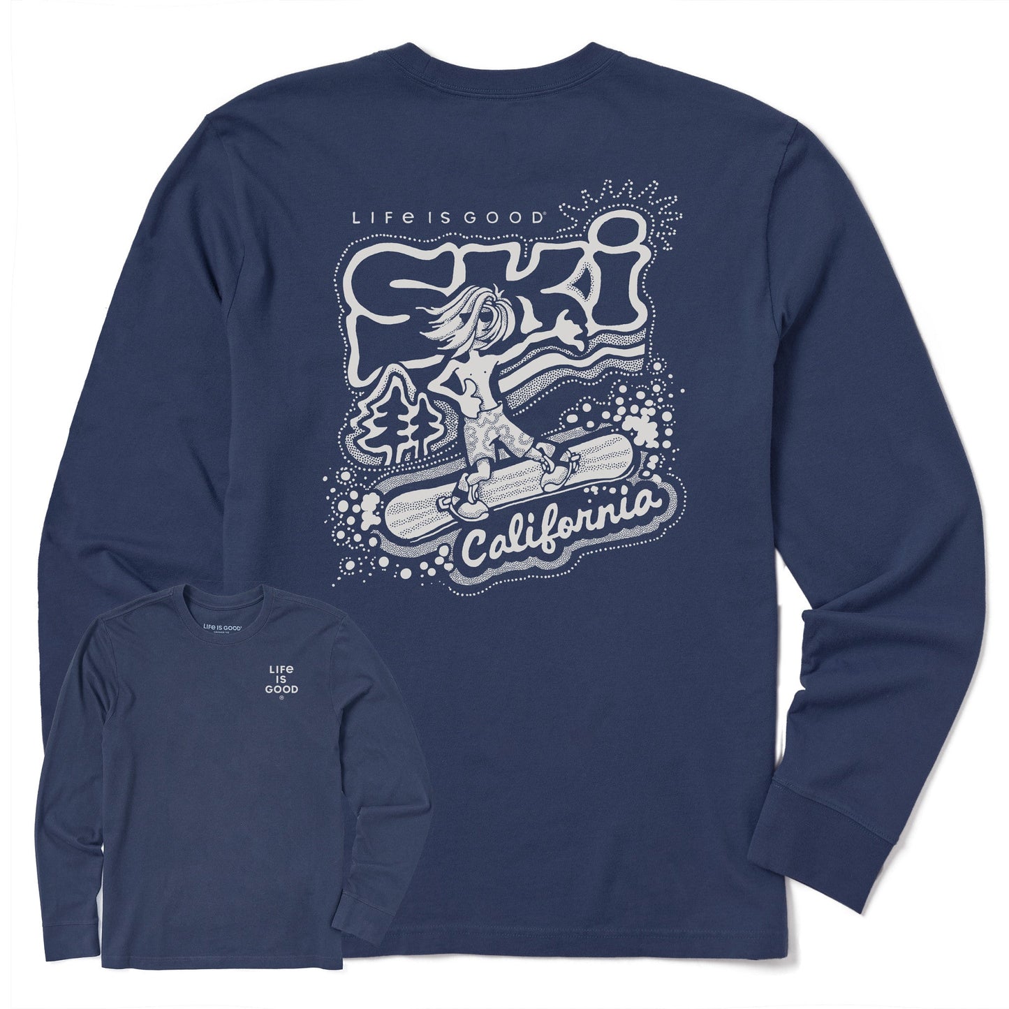 Men's Ski California Snowboard Long Sleeve Crusher Tee