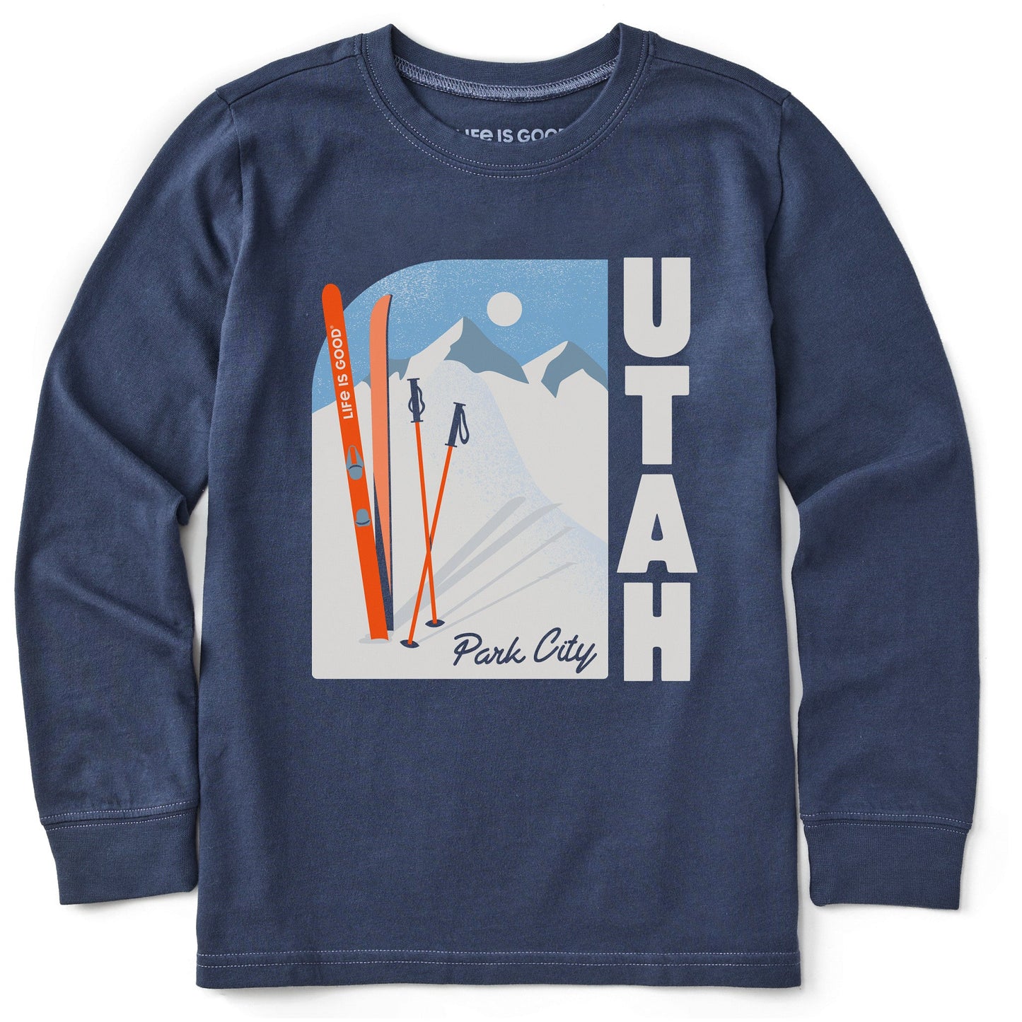 Kids Park City Utah Skis Long Sleeve Crusher Tee