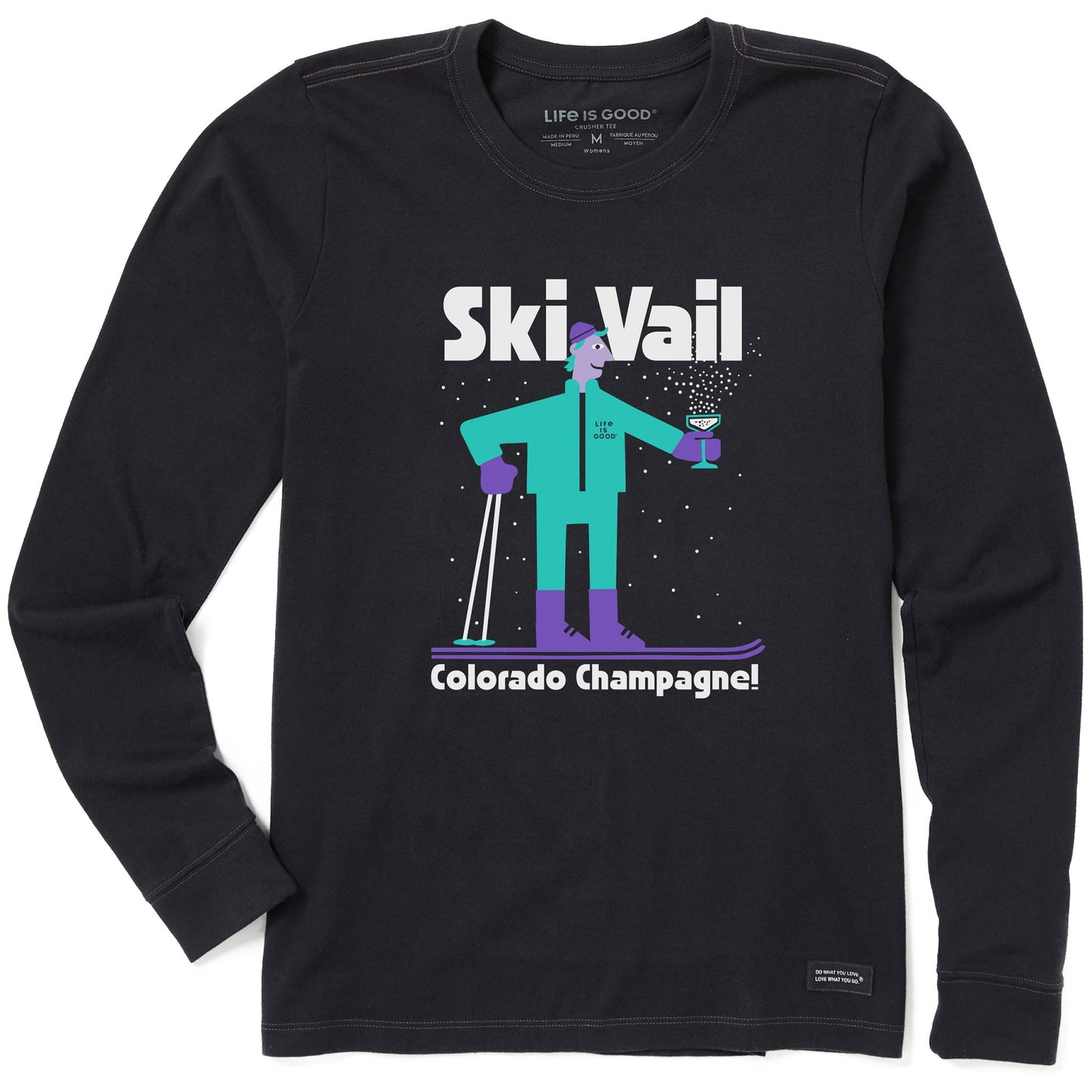 Women's Ski Vail Colorado Champagne Long Sleeve Crusher Tee