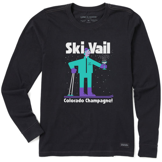 Women's Ski Vail Colorado Champagne Long Sleeve Crusher Tee